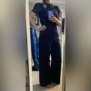 Navy Blue, Short sleeved semi-formal jumpsuit - Tall girl friendly!!